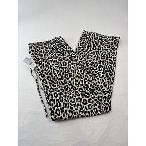 J Crew Leopard Pants 12 Women's Linen Cotton Boho Pull On NWT